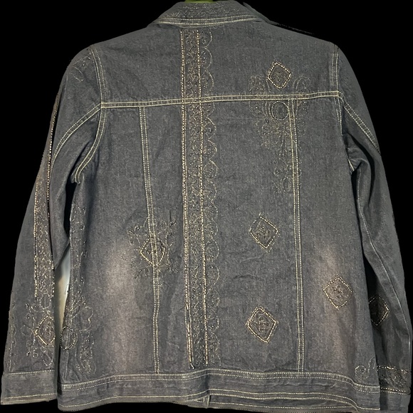 Laura Ashley Embellished Denim Jean Jacket- Small Petite - Picture 3 of 15